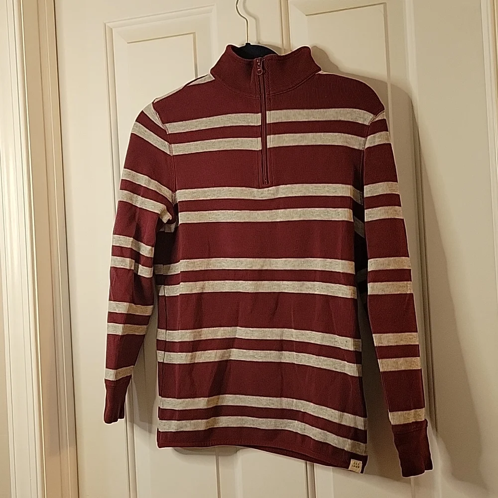 Gap Burgandy gray striped  one quarter zip xl/12